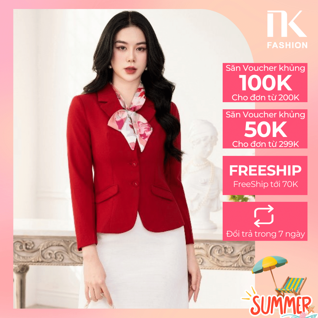 Áo Vest 2 Lớp NK Fashion 3 Cúc Bọc NKAK2308009 Thời Trang Công Sở Nữ, Sang Trọng, Vải Cao Cấp, Lên Form Đứng Dáng