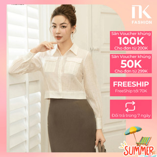 Áo Sơ Mi Cổ Đức Dài Tay Bo Gấu NKSM2306012 NK Fashion Thời Trang Công Sở Nữ Thanh Lịch, Đơn Giản, Dễ Phối Đồ, Vải Mát