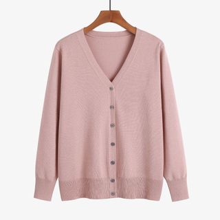 Áo len nữ dài tay cổ V đóng cúc kiểu dáng cardigan xinh xắn thích hợp mặc thu đông 2021