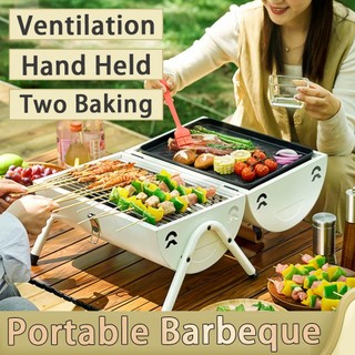 Vòng bbq grill thép không gỉ bbq lò khói ngoài trời portable double side grill lớn bbq grill patio 17564