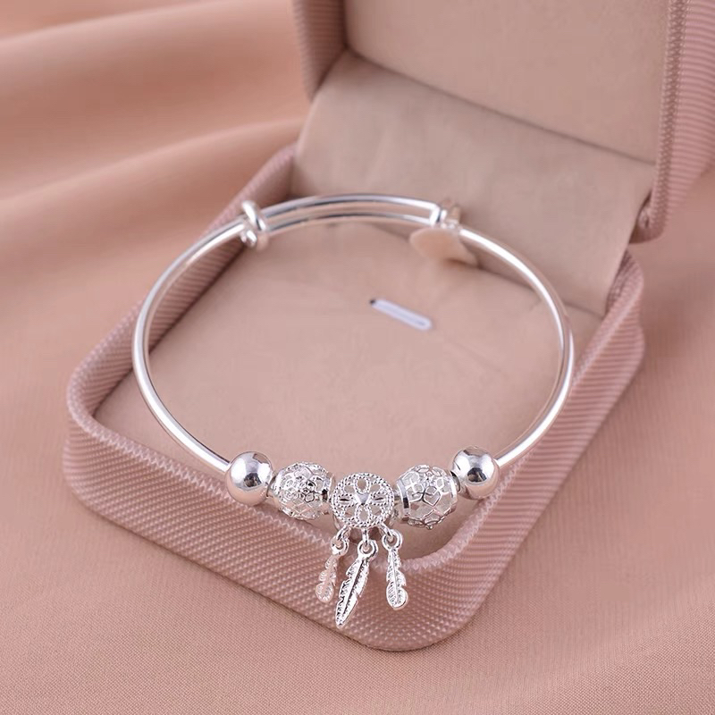 Lắc Tay Bạc Ý 925, Vòng Tay Bạc S925 [Khắc Bạc S925] Charm 3 Lá Phong Cách Hàn Quốc Cho Nam Nữ