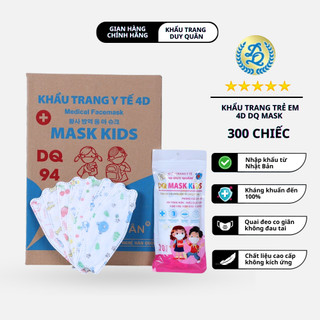 Thùng 300 chiếc khẩu trang trẻ em 4D DQ Mask ôm mặt chống bụi Duy Quân chính hãng