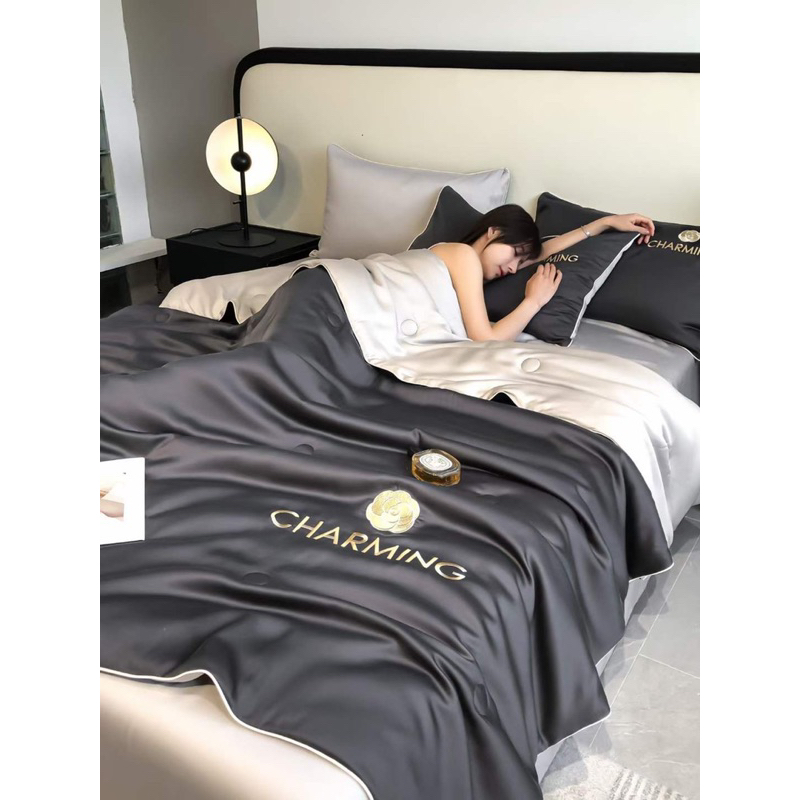 Bộ chăn ga gối phi lụa Charming cao cấp bóng mịn