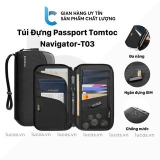 Túi đựng passport tomtoc navigator-t03m1g1 chống trộm rfid chứa 6 hộ chiếu, 4 thẻ atm có ngăn đựng sim, cây chọc sim