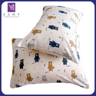 Cặp Vỏ Gối Nằm Cotton Lụa Satin Hoa Văn Cao Cấp SAMY BEDDING Mềm Mại Thoáng Mát