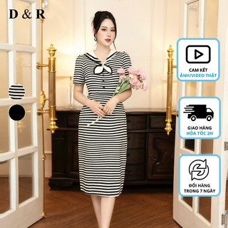 Đầm polo nữ bigsize cổ thủy thủ kèm nơ Quảng Châu cao cấp D&R D486