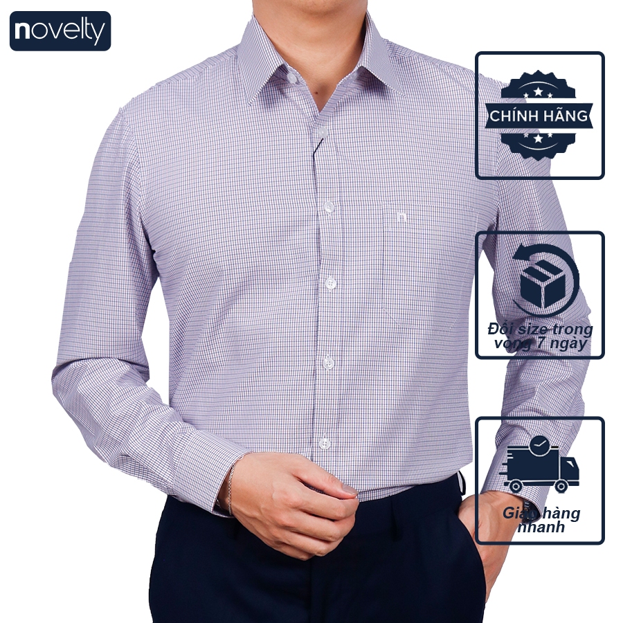 Áo sơ mi nam dài tay Novelty Regular fit soch caro nhỏ NSMMCNMTCR230754D