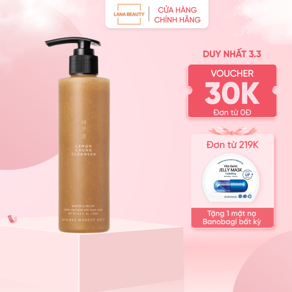 Sữa Rửa Mặt Chanh Đường Đen Lemon Chung Cleanser Byvibes Wonder Bath 200ml