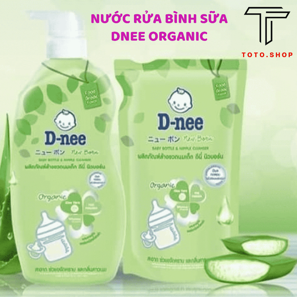 Nước rửa bình sữa Dnee organic Thái trà xanh túi 550ml chai 600ml