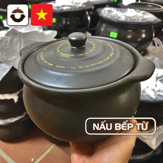 Nồi Đất Đáy Từ 2 Lít NodaCook (Màu Đen) - Chuyên biệt nấu trên Bếp Từ
