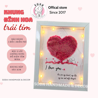 Khung ảnh đính hoa trái tim/hoa baby tặng người yêu