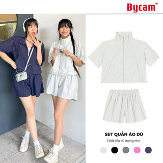 Set Quần Áo Dù Ngắn Tay Thể Thao Khoá Kéo Basic Nhiều Màu 𝘽𝙮𝙘𝙖𝙢𝙘𝙖𝙢