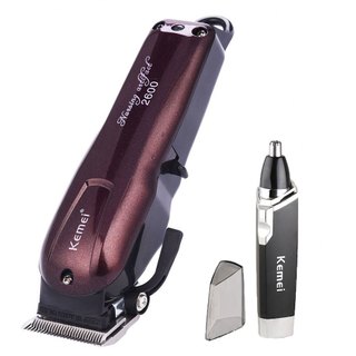 Tông đơ cắt tóc không dây chuyên nghiệp Kemei KM-2600 chuyên dùng salon, gia đình kèm máy tỉa lông mũi dùng pin KM-6512