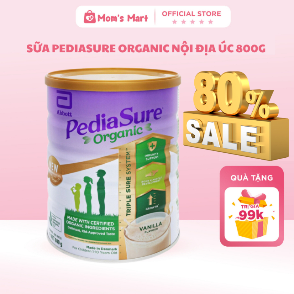 Sữa PediaSure Organic Nội địa Úc lon 800g hỗ trợ tăng cân và tiêu hoá