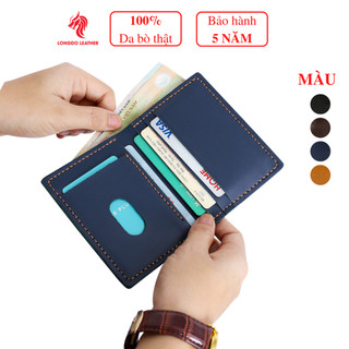 Ví da đứng nam cao cấp da bò thật - Bảo hành 5 năm - Hàng chính hãng thương hiệu Longdo Leather - BD04