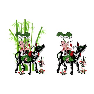 Tem decal chú cuội chăn châu. Tem decal phong thái tự nhiên.. SL 1 cặp