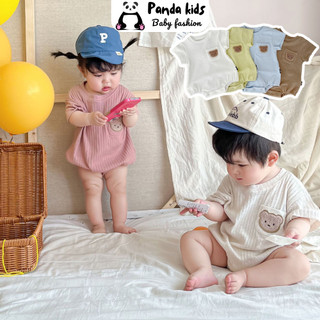 Body chip liền thân cho bé, bộ bodysuit thêu gấu chất thun tăm mẫu quần áo sơ sinh cho bé 0-12M