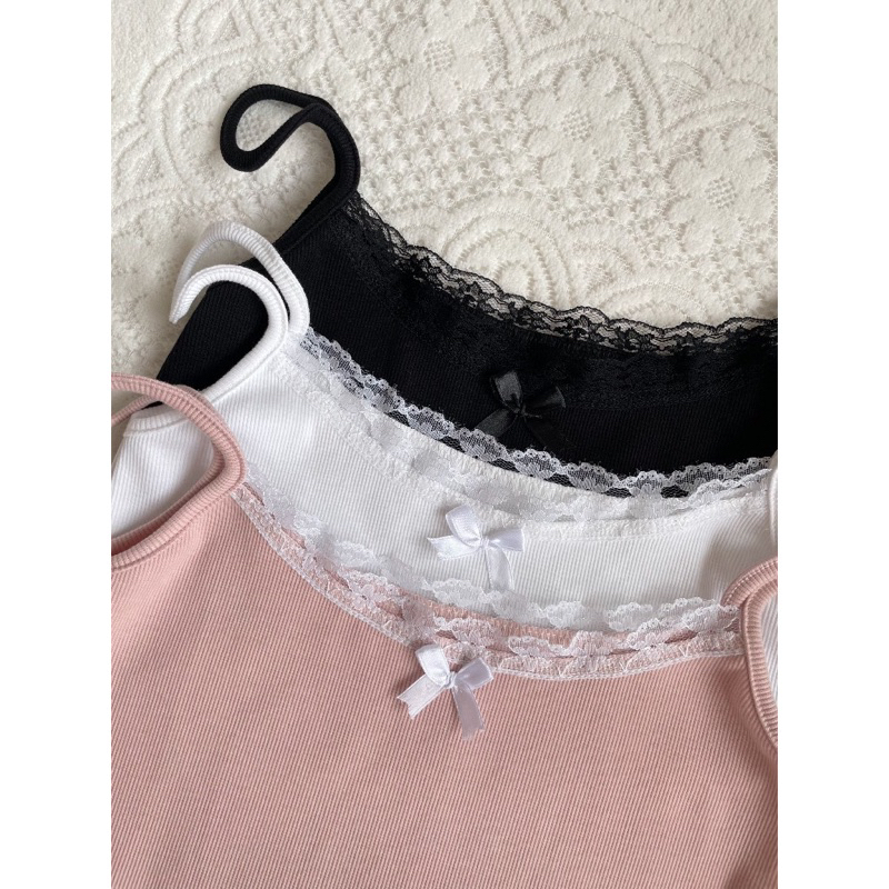 Áo Hai Dây Nữ Đính Nơ Ren Dáng crotop hot mùa hè - R12 | BigBuy360 - bigbuy360.vn