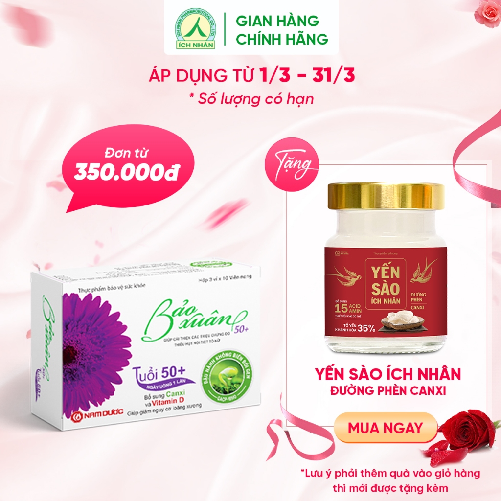 Bảo Xuân viên uống nội tiết tố dành cho phụ nữ tuổi 50+, làm đẹp chống lão hóa, hộp 30V