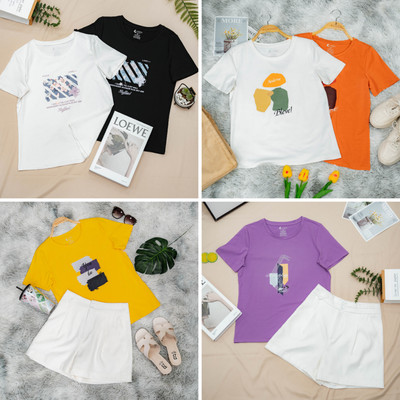 Áo phông nữ dáng vừa NA01 in hình lẻ size chất thun cotton Loza XA011