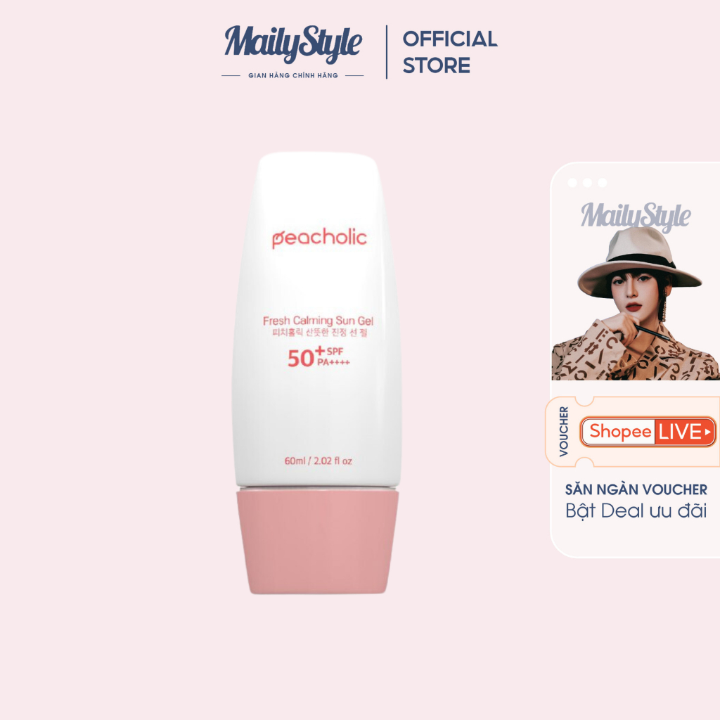 M37_Kem chống nắng PEACHOLIC Hàn Quốc nâng tone Fresh Calming Sun Gel SPF 50 PA++++ mẫu cũ