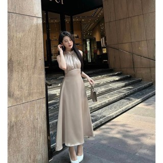 Đầm bigsize cổ yếm cột nơ dáng dài xinh yêu ( Thời trang Vicky G - Anitagreen ) HN190324