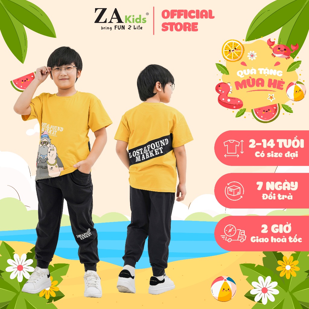 Bộ Quần Áo Thun Tay Ngắn Quần Dài Bé Trai (2-10 Tuổi) ZAKids ZAB2112