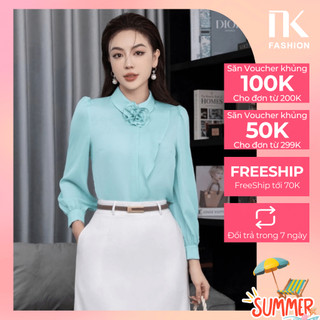 Áo Sơ Mi Dài Tay Cổ Đức Hoa Bèo Vai NKSM2309002 NK Fashion Thời Trang Công Sở Nữ Thanh Lịch, Style Hàn Quốc, Cao Cấp