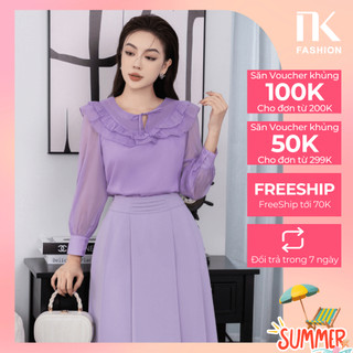 Áo Sơ Mi Tơ Bèo Kép NKSM2309001 NK Fashion Thời Trang Công Sở Thanh Lịch, Nữ Tính, Công Sở Nữ Style Hàn Quốc, Cao Cấp