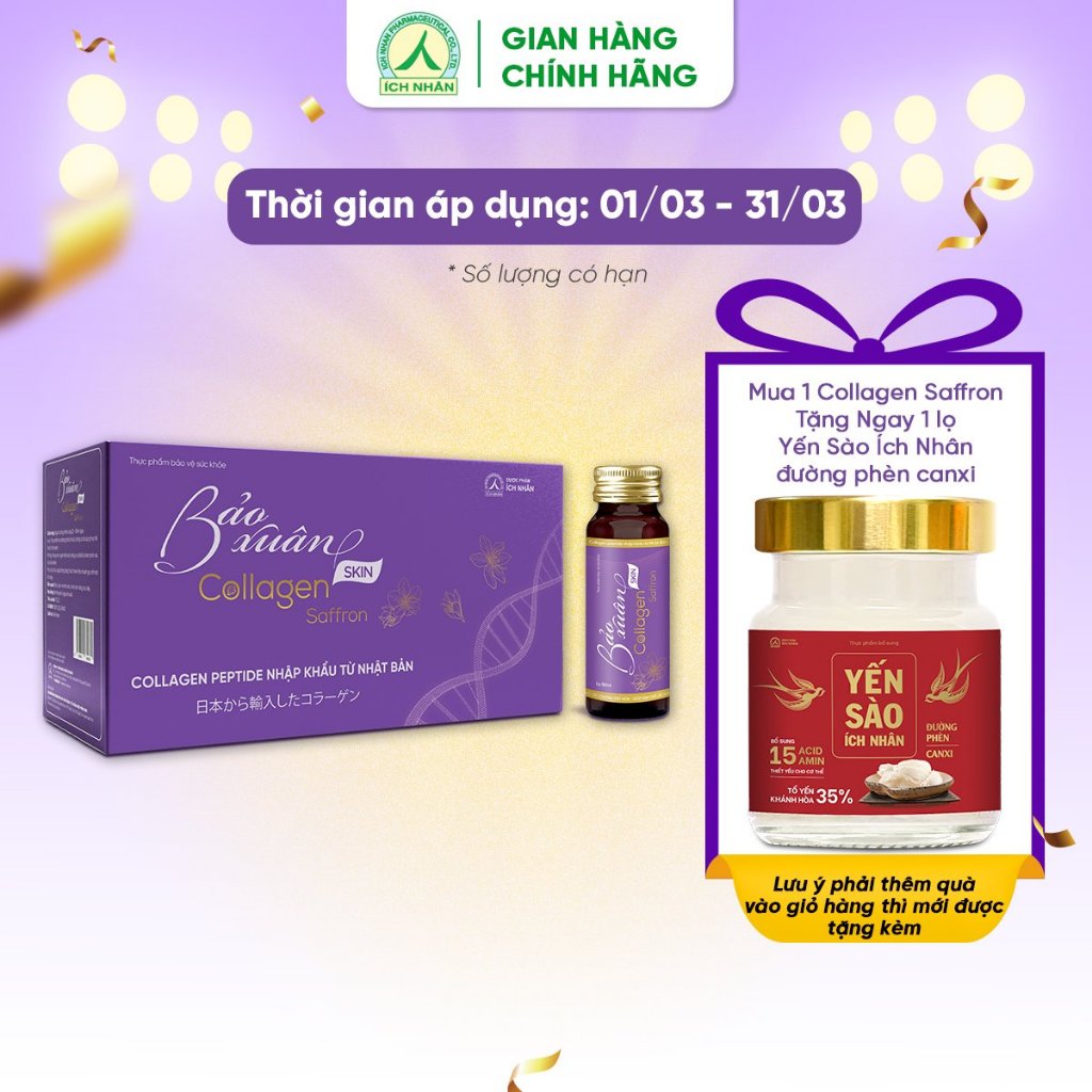 Collagen Bảo Xuân Skin Saffron, Tăng Cường Sức Khỏe, Làm Đẹp Da, Giúp Da Căng Bóng, Trẻ Hóa, Giảm Nếp Nhăn 