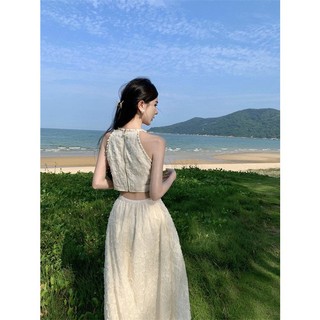 [HÀNG QC] Đầm maxi cổ yếm tiểu thử khí chất