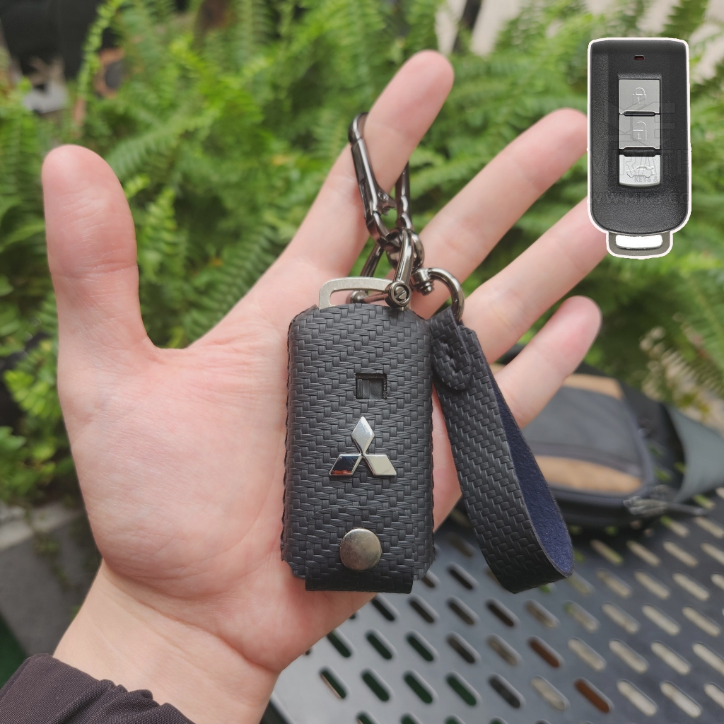 Bao da bọc chìa khóa, Ốp khóa xe Mitsubishi Xpander,Triton,Outlander,Pajero,Attrage,Athlete da bò cao cấp MI EPS