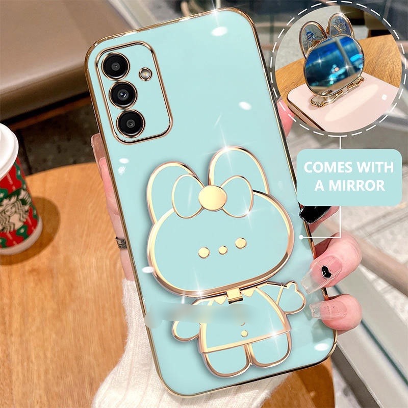 Ốp Lưng  Cho SamSung M34 , M54, M55 Silicon Mềm Chống Rơi Hình thỏ kèm gương soi 3D Có Giá Đỡ  Cho S