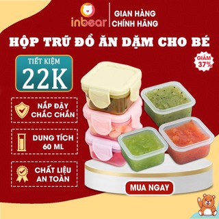 Hộp Trữ Đồ Ăn Dặm Cho Bé Inbear 60ml, Trữ Đông, Đựng Thức Ăn Có Nắp Đậy Chắc Chắn