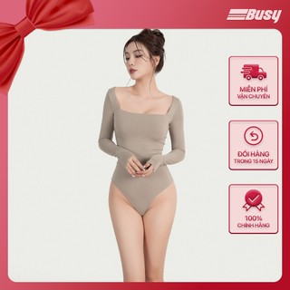 Áo Dài Tay Cổ Vuông Rayon Bodysuit Nữ BUSY 2 Lớp Co Giãn Ôm Sát DT11B