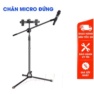 Chân micro đứng cao cấp cho Phòng thu, sân khấu MP303 chân đứng tích hợp 1 đầu gắn mic và 02 đế kẹp điện thoại