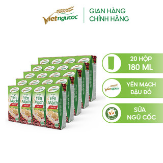  Combo 5 Lốc Sữa Yến Mạch Đậu Đỏ VIỆT NGŨ CỐC Giàu Chất Xơ Tốt Cho Sức Khỏe Dùng Uống Liền 180ml Hộp 