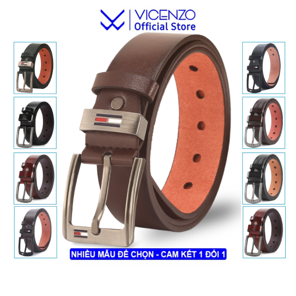 Thắt Lưng Da Nam Chính Hãng Vicenzo Dây Mềm Cao Cấp, Dây Nịt Thắt Lưng Nam Mặt Hợp Kịm.