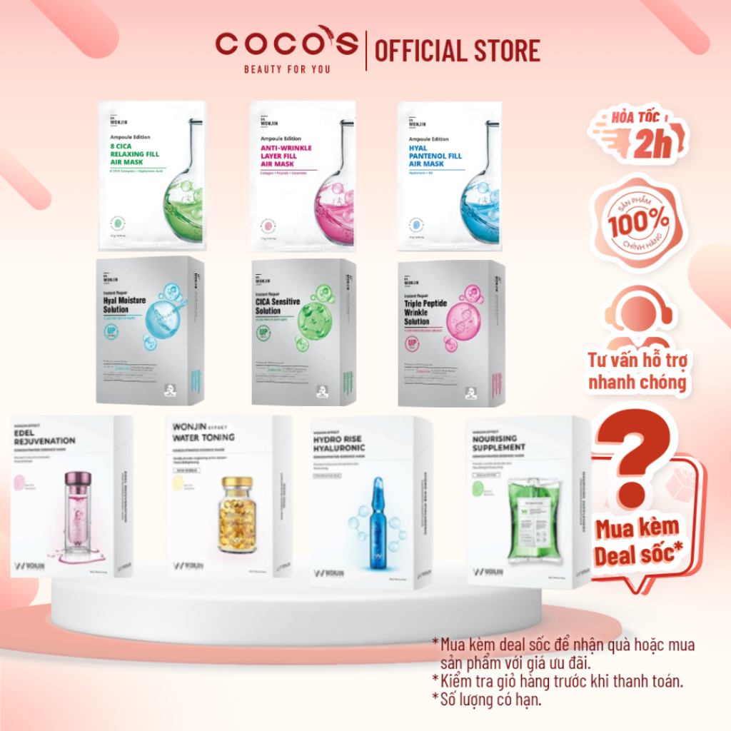 Combo 10 Mặt Nạ Wonjin Cấp Ẩm, Làm Dịu, Cung Cấp Collagen | BigBuy360 - bigbuy360.vn