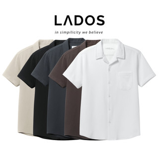 Áo sơ mi nam ngắn tay cổ vest có túi vải Sorona thời trang LADOS-8141 form chuẩn dễ mặc