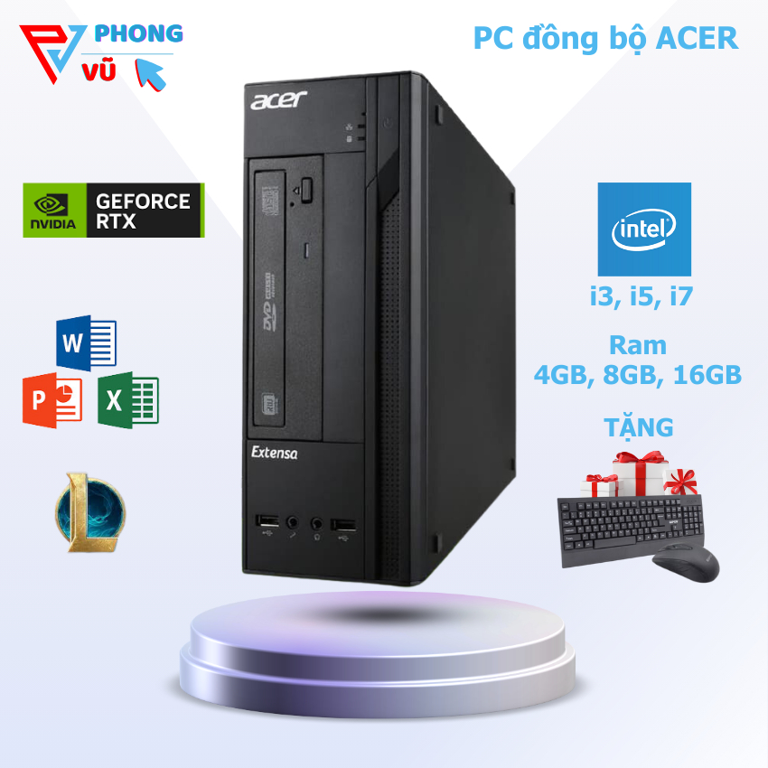 Máy tính để bàn Acer Extensa Core i7 i5 i3, Ram 8G, SSD 240GB, SSD 240GB ( Bảo hành 1 năm)