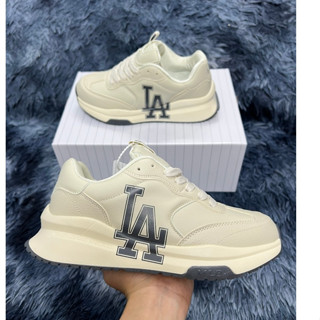 Giày MLB Chunky Runner Basic LA Dodgers Ivory - Giày MLB Chunky Runner LA màu xám cổ thấp bản Cao Cấp