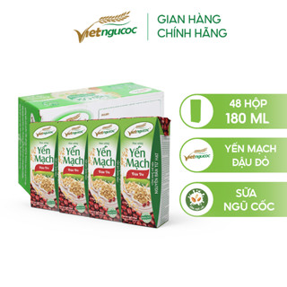 Thùng 48 Hộp Sữa Yến Mạch Đậu Đỏ VIỆT NGŨ CỐC Giàu Chất Xơ Tốt Cho Sức Khỏe Dùng Uống Liền 180ml/Hộp