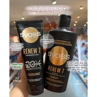 Dầu gội - xả SYOSS Đức CHUẨN- phục hồi chuyên sâu 7 dấu hiệu hư tổn tóc RENEW 7 - Nguồn hàng Đức