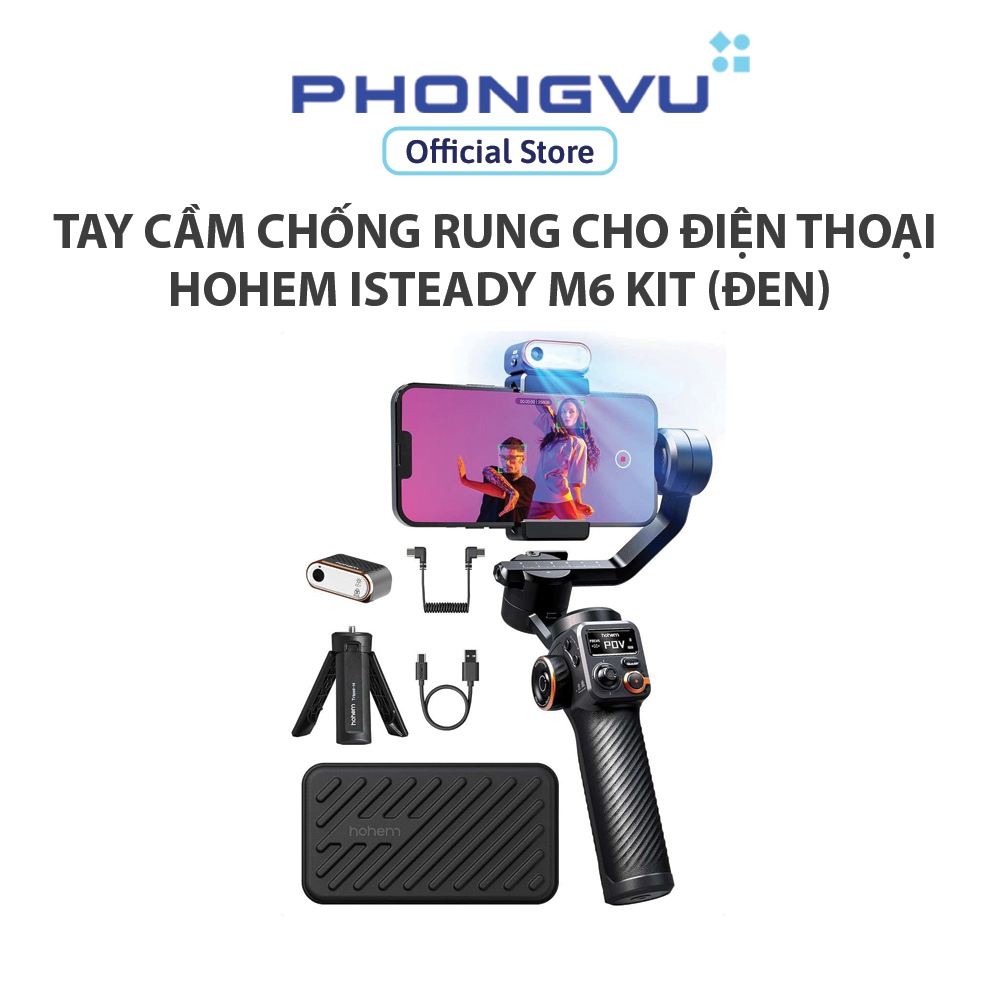 Tay cầm chống rung cho điện thoại HOHEM iSteady M6 Kit (Đen) - Bảo hành 12 tháng