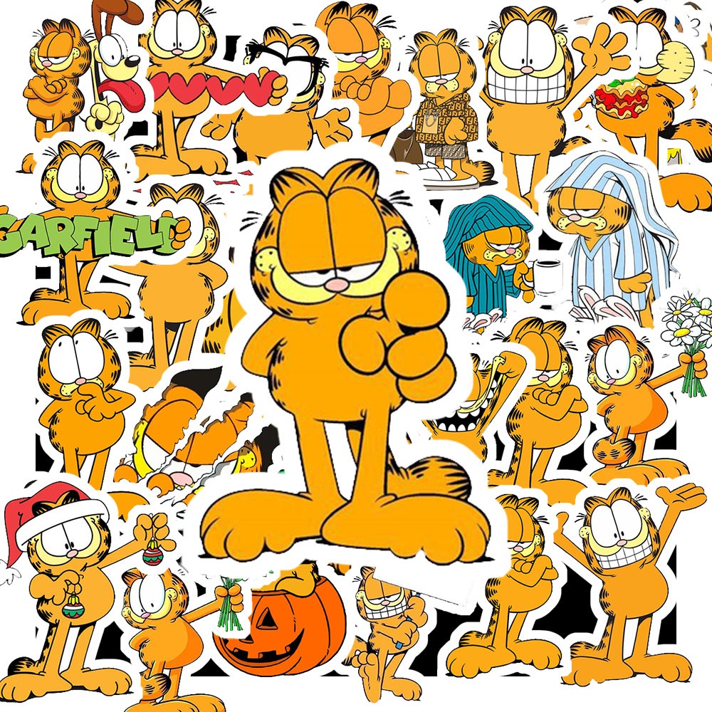 Set 50 Sticker Hình BÁO GARFIELD | Decal Phản Quang 7 Màu Halogram | Chống Nước | MS: 000187