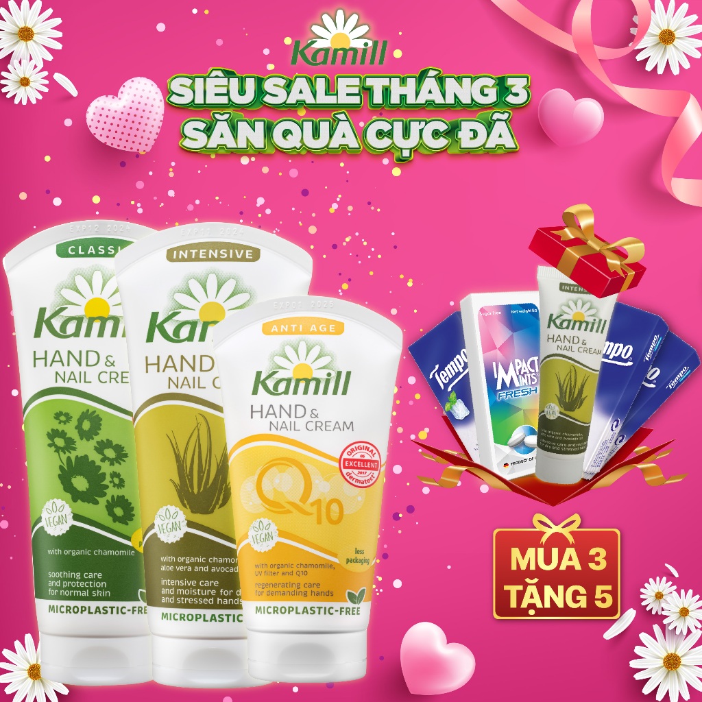 Bộ 3 kem dưỡng da tay và móng tay Kamill Hand & Nail Cream (Classic 100ml + Intensive 100ml + Anti-age Q10 75ml)