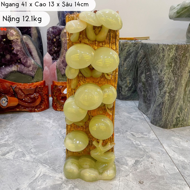 Đá Ngọc Nấm Trường Sinh Đá Ngọc Xanh Pakistan Nguyên Khối Phong Thuỷ