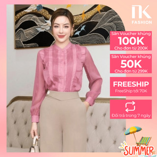 Áo Sơ Mi Nữ NK FASHION Thiết Kế Cổ Tàu Tay Bồng Thanh Lịch Nữ Tính Chất Vải Nhập Hàn Cao Cấp Không Nhăn, Xù NKSM2302001