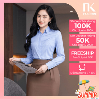 Áo Sơ Mi Nữ Dài Tay NK Fashion Cổ Đức, Chất Liệu Nhập Hàn Cao Cấp Thiết Kế Thanh Lịch NKSM2203007